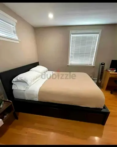 Ikea queen size bed with mattress and storage drawers