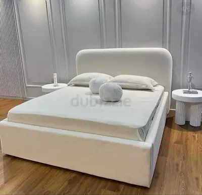 Modern Upholstered Bed Frame with Curved Headboard