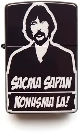 Vintage-style Zippo Lighter with Turkish Graphic "Saçma Sapan Konuşma La!" 107