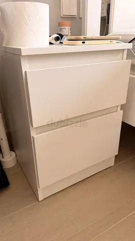 White 2-Drawer Bedside Cabinet / Nightstand - Good Condition