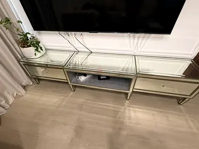 Mirrored Glass TV Console / Entertainment Unit - 3 Piece Set
