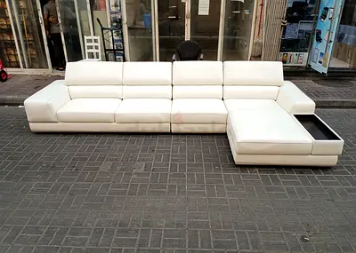 Sofa Marina Leather White L Shape