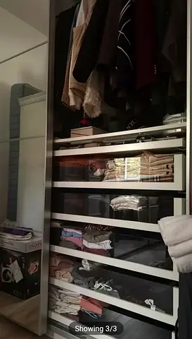 Used IKEA PAX Wardrobe with Shelves and Glass Drawers - Good Condition