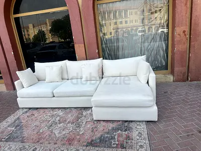 Crate&barrel lounge deep lshape sofa beige