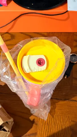 Awala Straw Water Bottle - Pink/Yellow, New