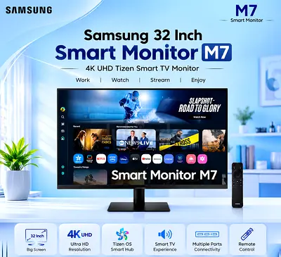 Samsung 32 Inch Smart Monitor M7 4K UHD Tizen Smart TV Monitor