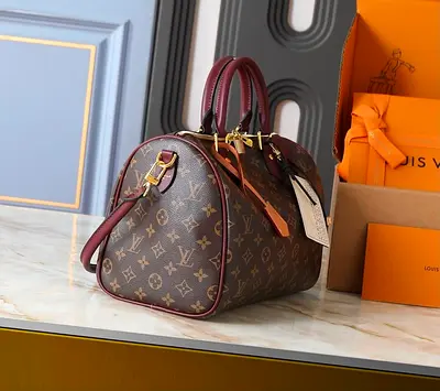 Louis Vuitton Monogram Bowler Bag with Burgundy Leather Trim
