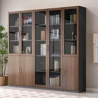 Large Wood and Glass Display Bookcase