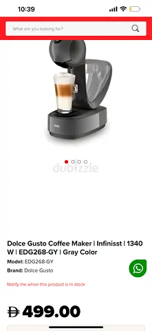Dolce Gusto Infinisss Coffee Maker EDG268-GY - Gray (Like New)