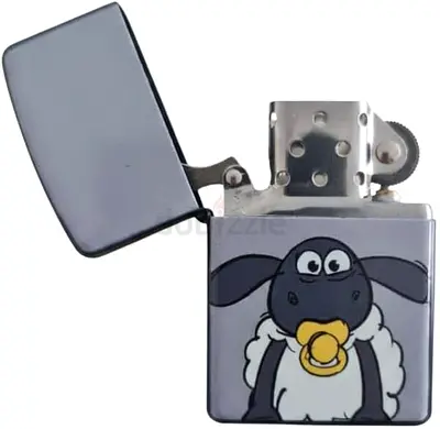 Vintage-style metal flip lighter with cartoon sheep design 26