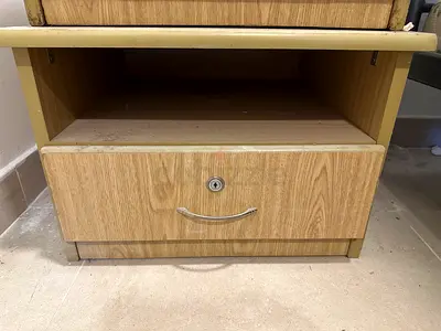 2 Wooden Bedside Table with Lockable Drawer and Open Shelf