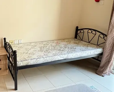 Single Metal Bed Frame with Medical Mattress - Black