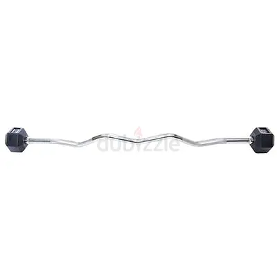 Rubber Hex Barbell W/Curl Bar 10 Kg