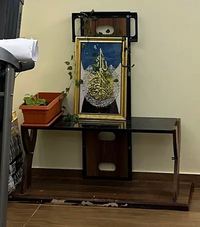 Small wooden TV stand / media console - compact, used