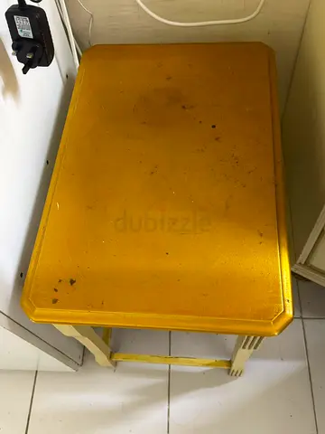 Small wooden side table - yellow, used