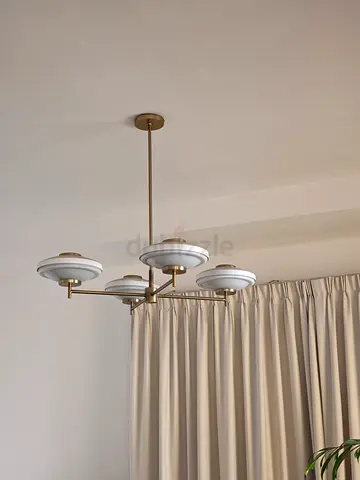 3pcs 300aed each Modern 4-Arm Brass Ceiling Chandelier with Frosted Glass Shades