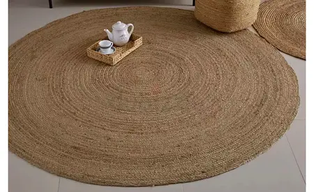 Set of 2 Round Natural Jute Rug