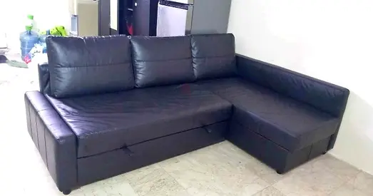 Modern Black Leather L-Shaped Sofa Bed with storage Very good quality