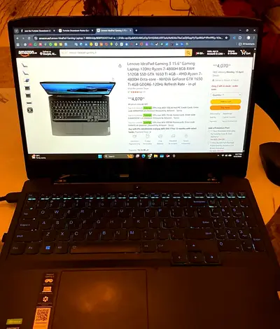 Lenovo IdeaPad Gaming3Laptop - Core i7 10th generation (H), GTX 1650Ti , 16GB RAM, 256GB SSD, 1TBHDD