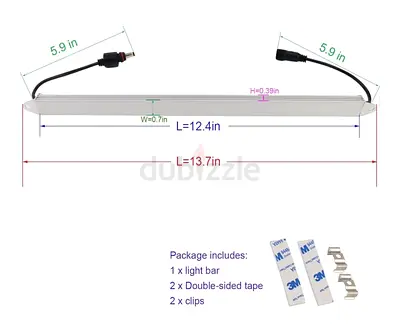 Slim 12.4" LED Light Bar with DC Connector — NEW
