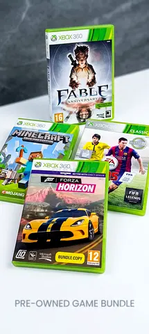 Xbox 360 game bundle — Fable Anniversary, Forza Horizon, Minecraft, FIFA (All for 60 dirhams)
