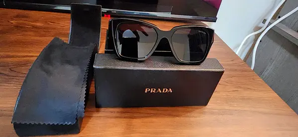 Prada Black Rectangular Women's Sunglasses with Case