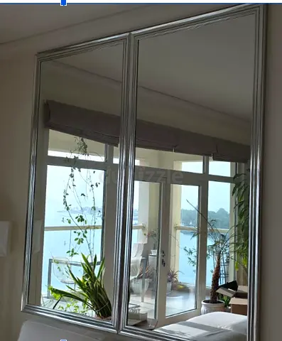 2 Large Decorative Wall Mirror Pair with Silver Frames-Custom Made