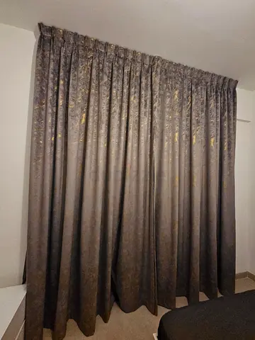 Elegant Grey and Gold Patterned Blackout Curtains