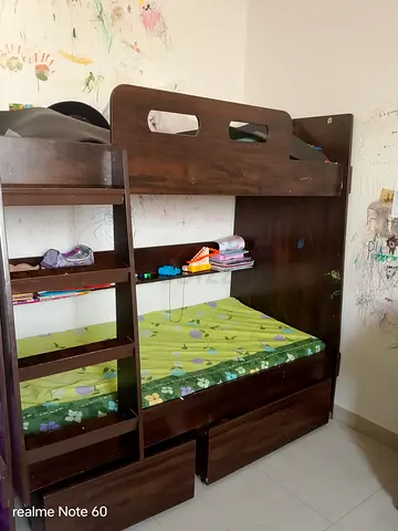 Kids double decker cot with storage,strong wood,well maintained
