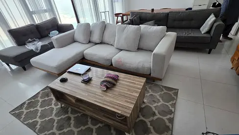 West Elm L Shape Sofa Beige