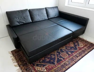 Elegant Leather Sofa Bed with Headrest