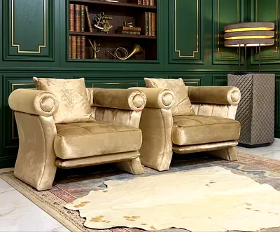 VISIONNAIRE Pair of Elegant Velvet Armchairs