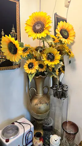 Large decorative sunflower arrangement in ceramic vase — ready to display