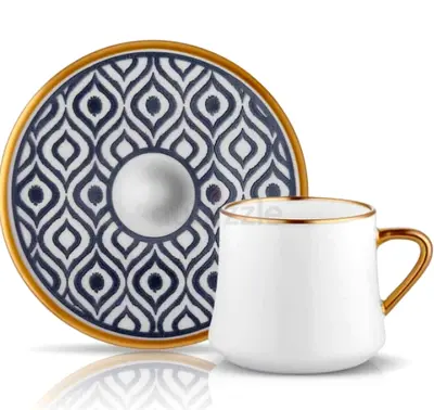 Sufi Turkish Coffee Set for 6 Ikat Anthracite - Brand New