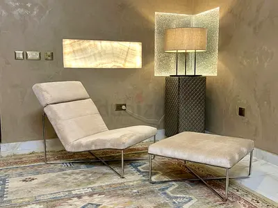 Minotti Modern Lounge Chair with Matching Ottoman Set
