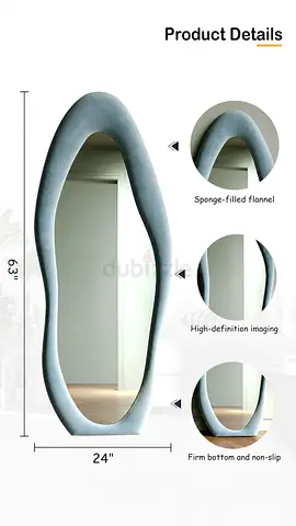 Full-Length Decorative Standing Mirror with Padded Flannel Frame (1600mmx700mm)-  Made for order