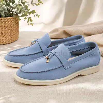 Light Blue Suede Loafers in Excellent Condition 41 and 42 Fit