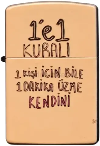Vintage-style engraved metal lighter with Turkish inscription 102
