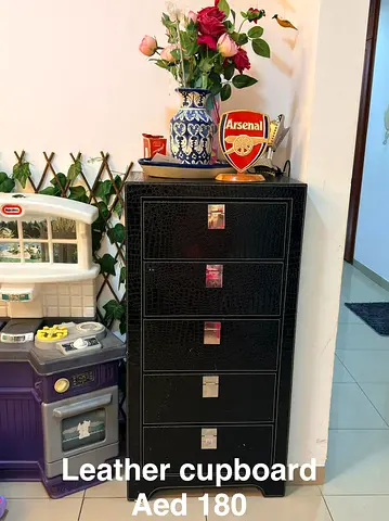 Leather covered chest if drawers/ small
