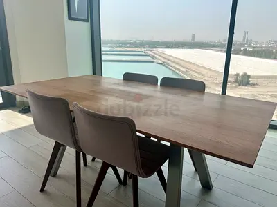 Premium Solid Wood Dining Table + 4 Designer Chairs | 190 x 100 cm | Excellent Condition