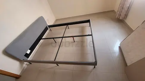 Modern Gray Fabric Bed Frame with Headboard and Wooden Frame