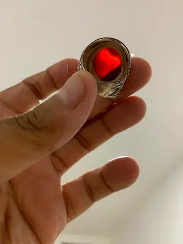 Silver men’s ring with red agate stone - vintage style