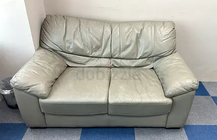 Comfortable 2 Seater Grey Leather Sofa