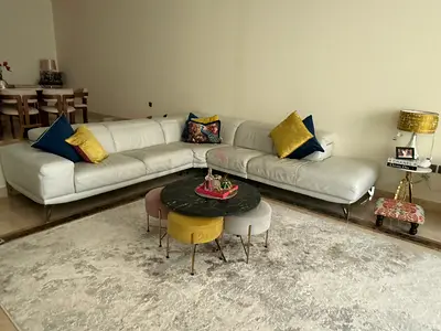Light green L-shaped Sectional Sofa in Good Condition