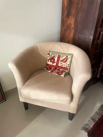 Comfortable Beige Fabric Armchair