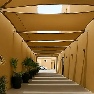 Installed Shade Sails / Sun Canopy Panels - Durable Outdoor Awnings