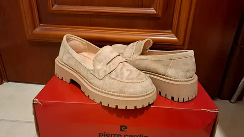 Beige suede chunky sole loafers - Pierre Cardin, size approx EU 37