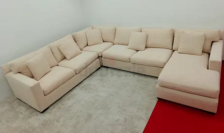 Perfect condition crate and barrel beige color corner Ushape sofa