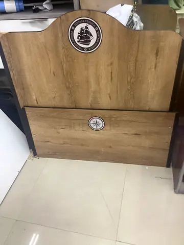 Wooden single bed headboard with storage drawer - oak finish