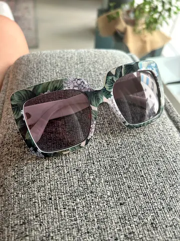 Dolce&Gabbana Green tropical print oversized square sunglasses